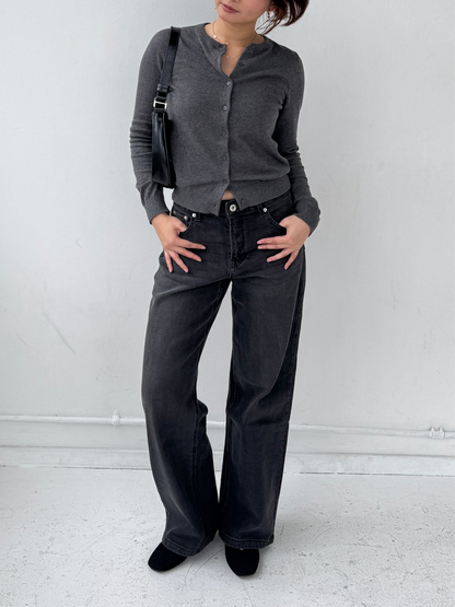 Mid Rise Baggy Jeans -  Vintage Black