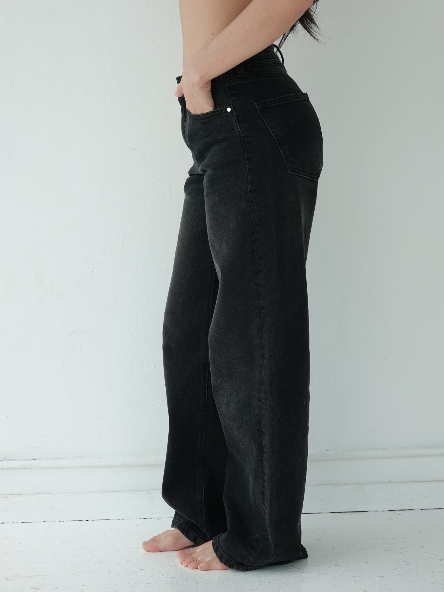 Mid Rise Baggy Jeans -  Vintage Black