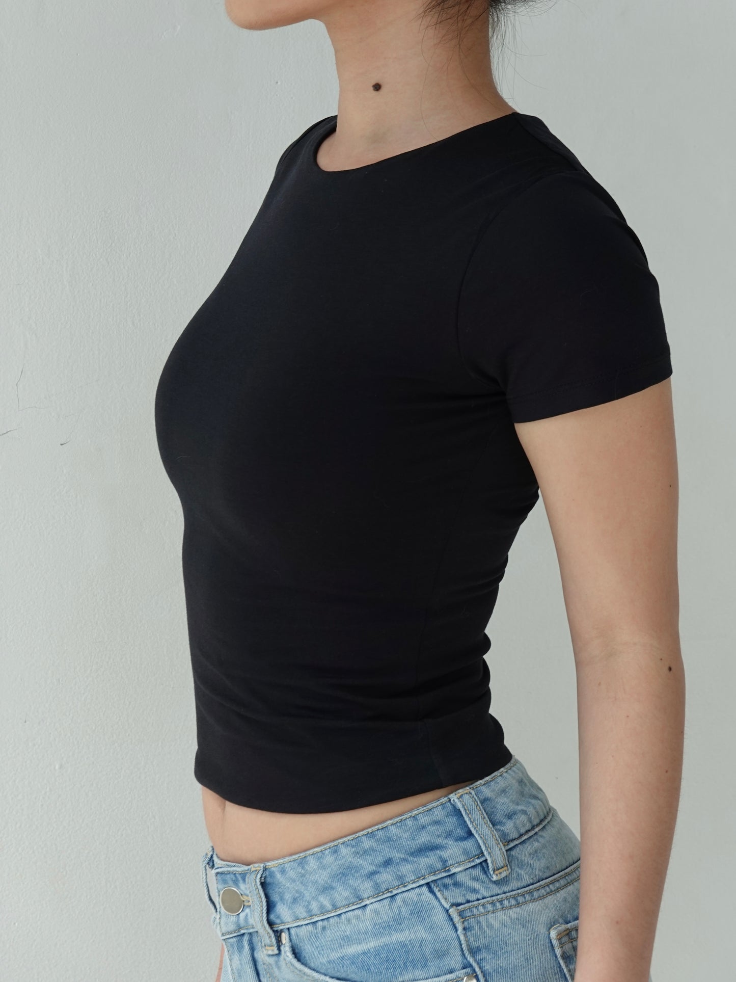 Body Contour Long Line T-shirt - Black