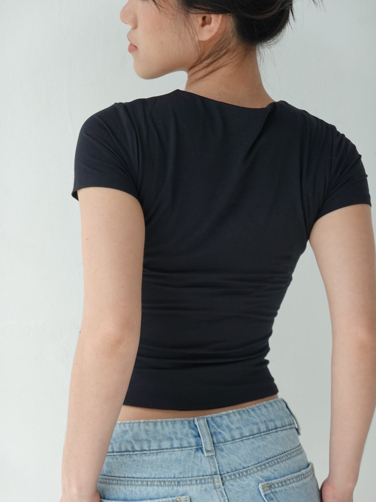 Body Contour Long Line T-shirt - Black