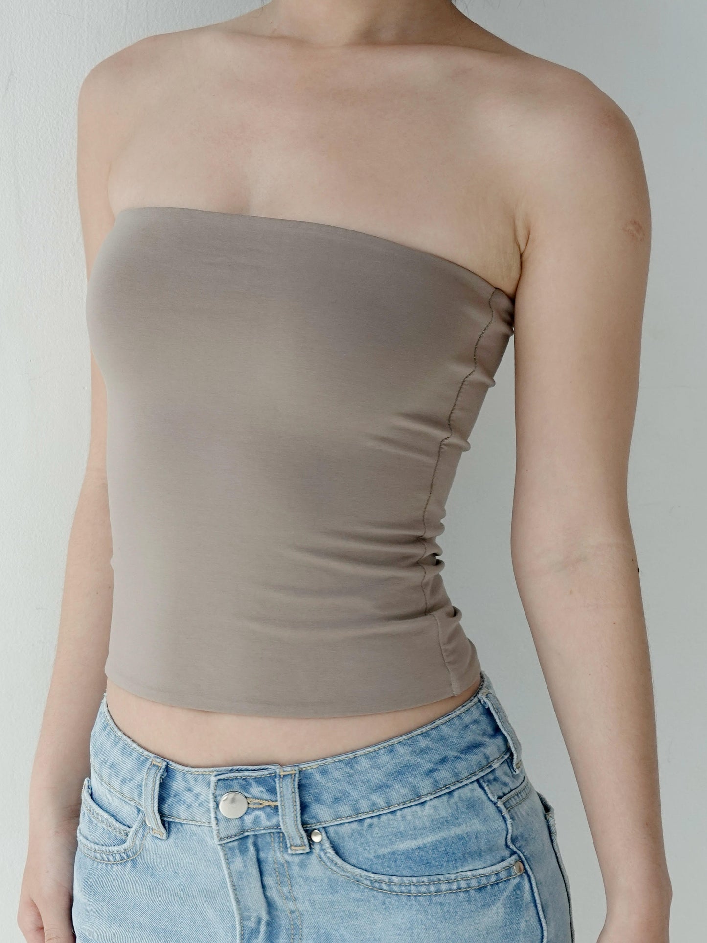 Body Contour Long Line Tube Top - Stone