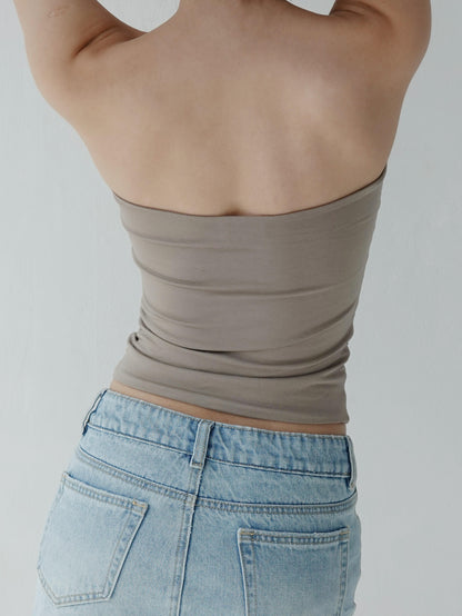 Body Contour Long Line Tube Top - Stone