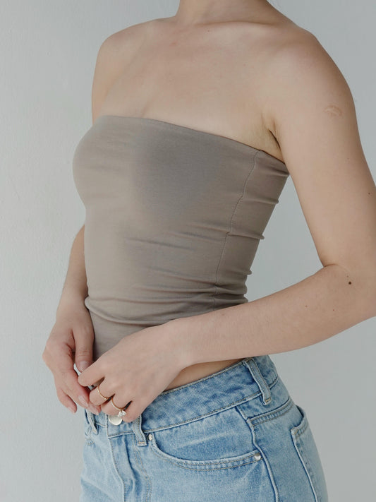 Body Contour Long Line Tube Top - Stone